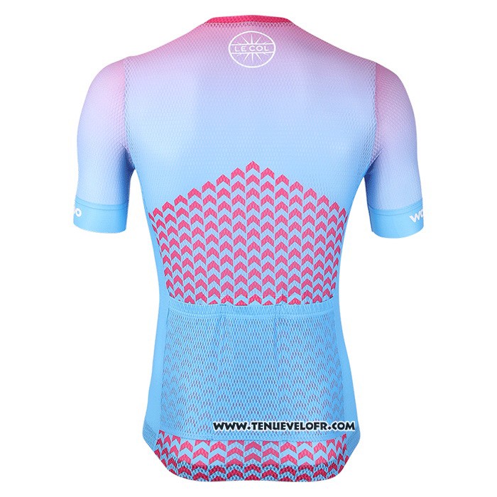2020 Maillot Ciclismo Le Col Azur Rose Manches Courtes et Cuissard